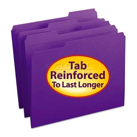 Smead Smead File Folders, 1/3 Cut, Reinforced Top Tab, Letter, Purple, 100/Box 13034